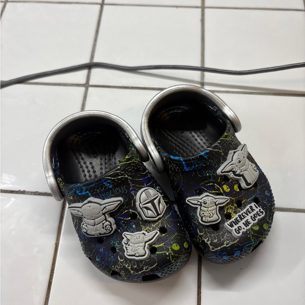 Kids Black and Silver Crocs Star Wars